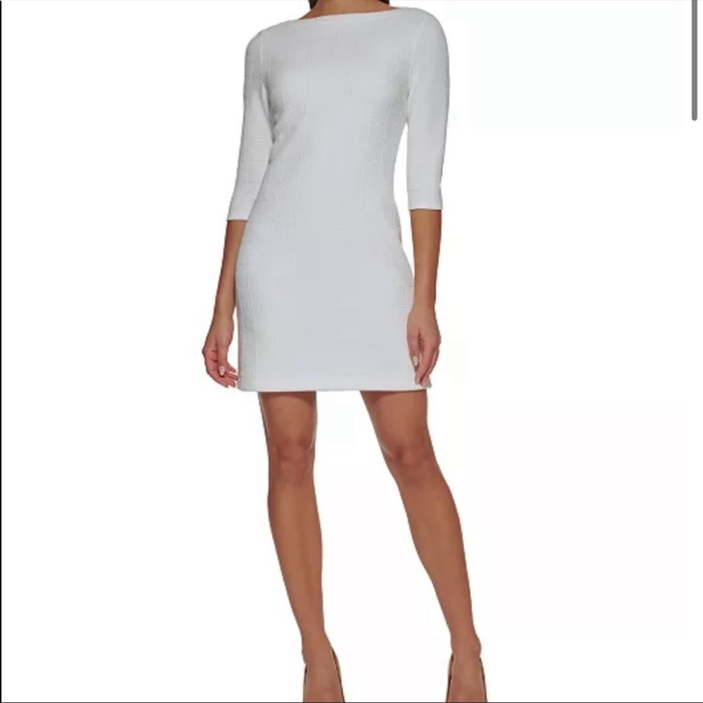 NWT Tommy Hilfiger perfect white windowpane texture dress Sz 12